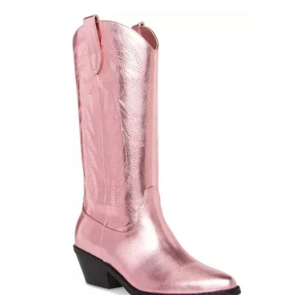 Madden Girl Women's Arizona Knee High Cowboy Boots Size 5.5 Blue Metallic NWT - Picture 3 of 3